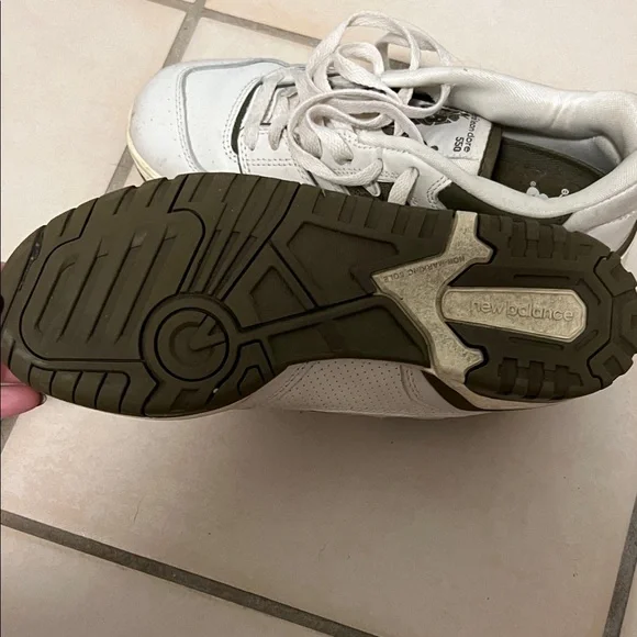 New Balance 550 White and Dark Green Sneakers - Picture 4 of 6